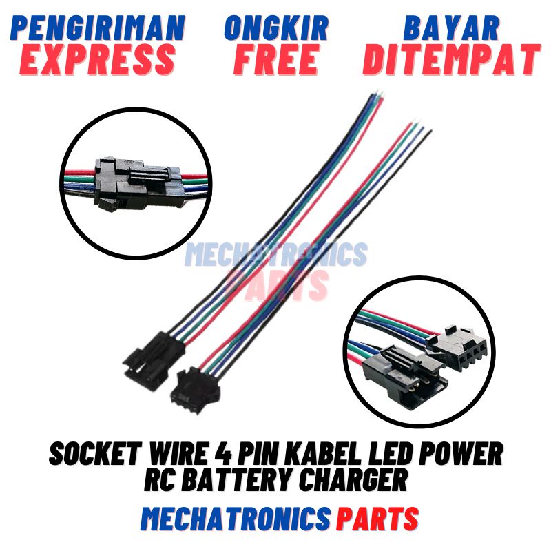 [SOC-9028] SOCKET WIRE 4 PIN SOKET KABEL 4PIN 4P LED POWER RC BATTERY CHARGE