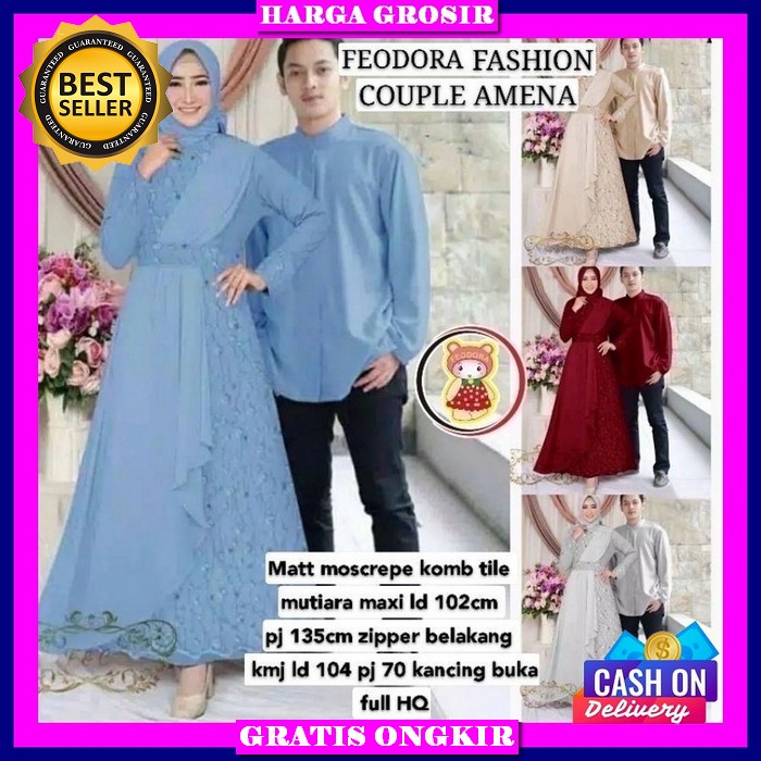 Reyhan Reyhana Red Valvet By Silmi Couple Kekinian Baju Couple Busana Muslim Baju Sarimbit Keluarga 