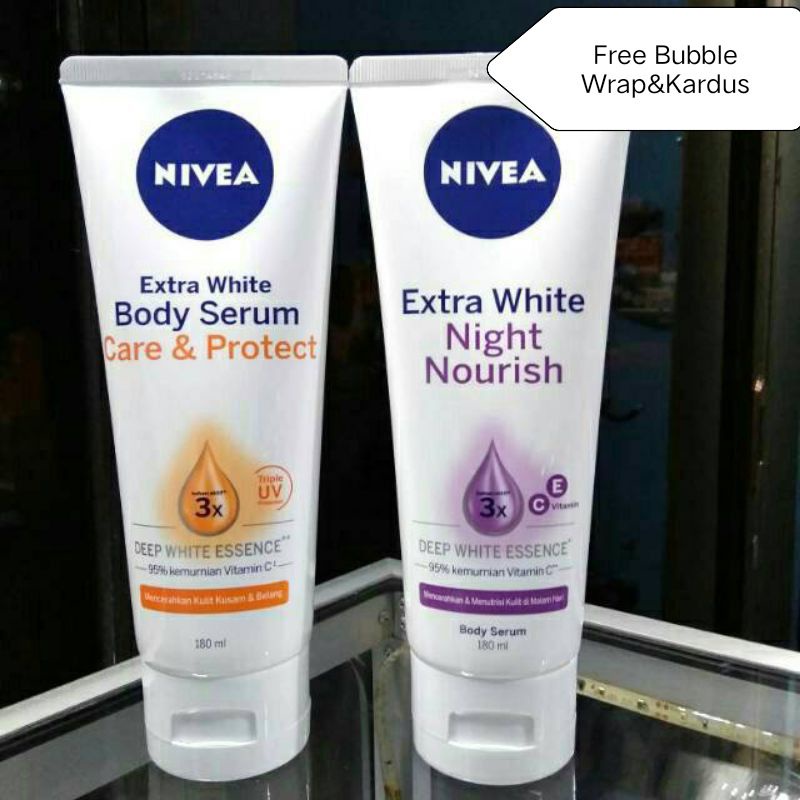 PAKET SIANG MALAM Nivea Extra White Body Serum Care Protect dan NIGHT NOURISH