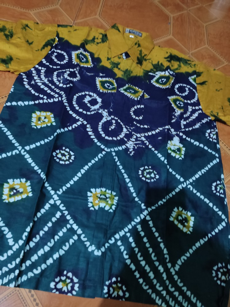 Hem Batik Motif Sarang Laba Laba Ukuran M L Xl Warna Kuning Merah Ungu