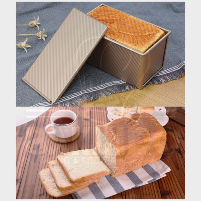 Kingsbakeware Loyang Roti Tawar Box Dengan Tutup Loaf Pan Anti Lengket Toast