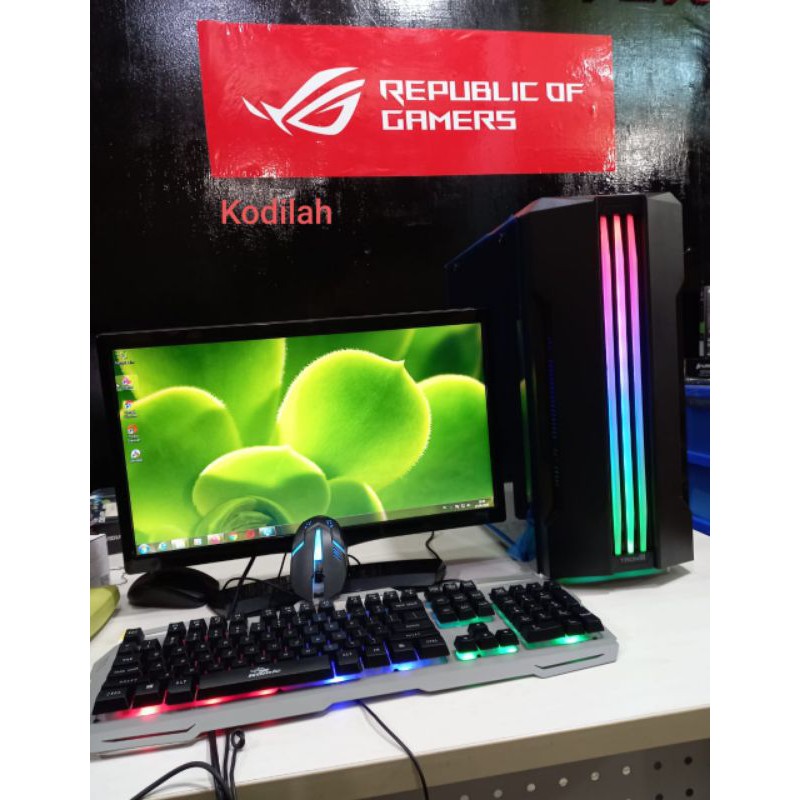 PC Gming editing Core i7 vga gtx 1050 monitor 22 in full set siap pakai