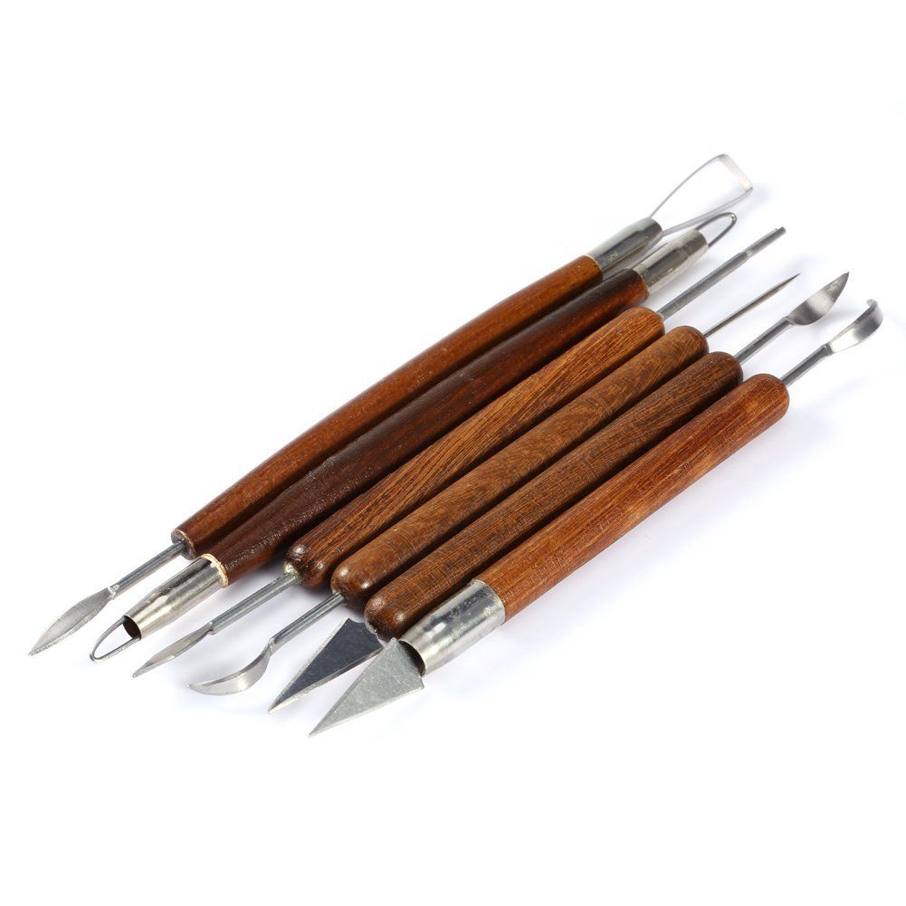 6pcs Pottery Clay Tools Set Sculpting Carving Tools for Brush Modeling Dot Nail Art Clay Carving Tool Ceramic Clay Diy Tool Assorted