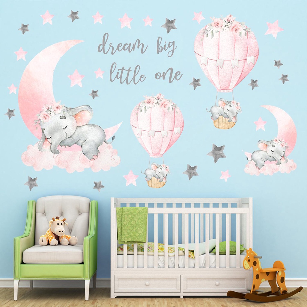 R-flower Wall Decals Dekorasi Rumah Kamar Anak Bintang Gajah