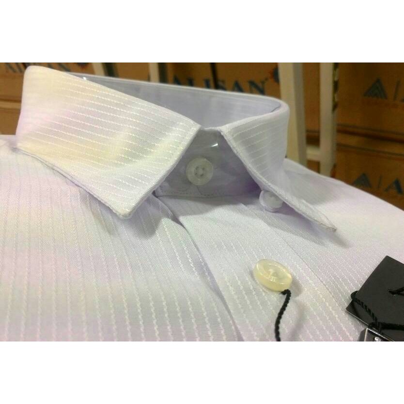 Kemeja Pria RITA RICCI Panjang Slimfit Putih Dobby Salur Harringbond kemeja pria formalE6I9