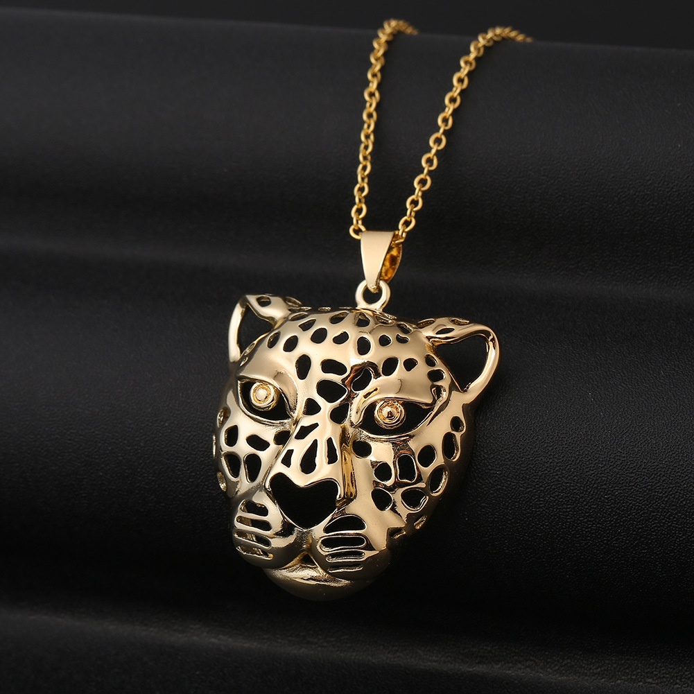 Ornamen tembaga eye-catching hollow macan tutul liontin hip hop malam fashion kalung