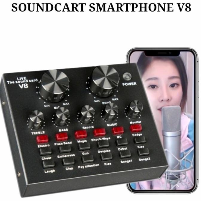 Soundcard V8 Mixer Mini Audio Konek Android