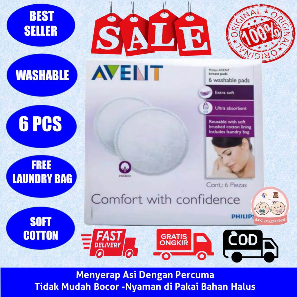 Breast Pad Cuci Ulang Washable Breast Pad Penyerap Asi Cuci Ulang + Laundry Bag