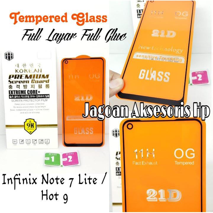 KOREAN Tempered Glass Infinix Hot 9 X655 6.6 inchi FULL SCREEN TG 5D 9D 21D FULL GLUE