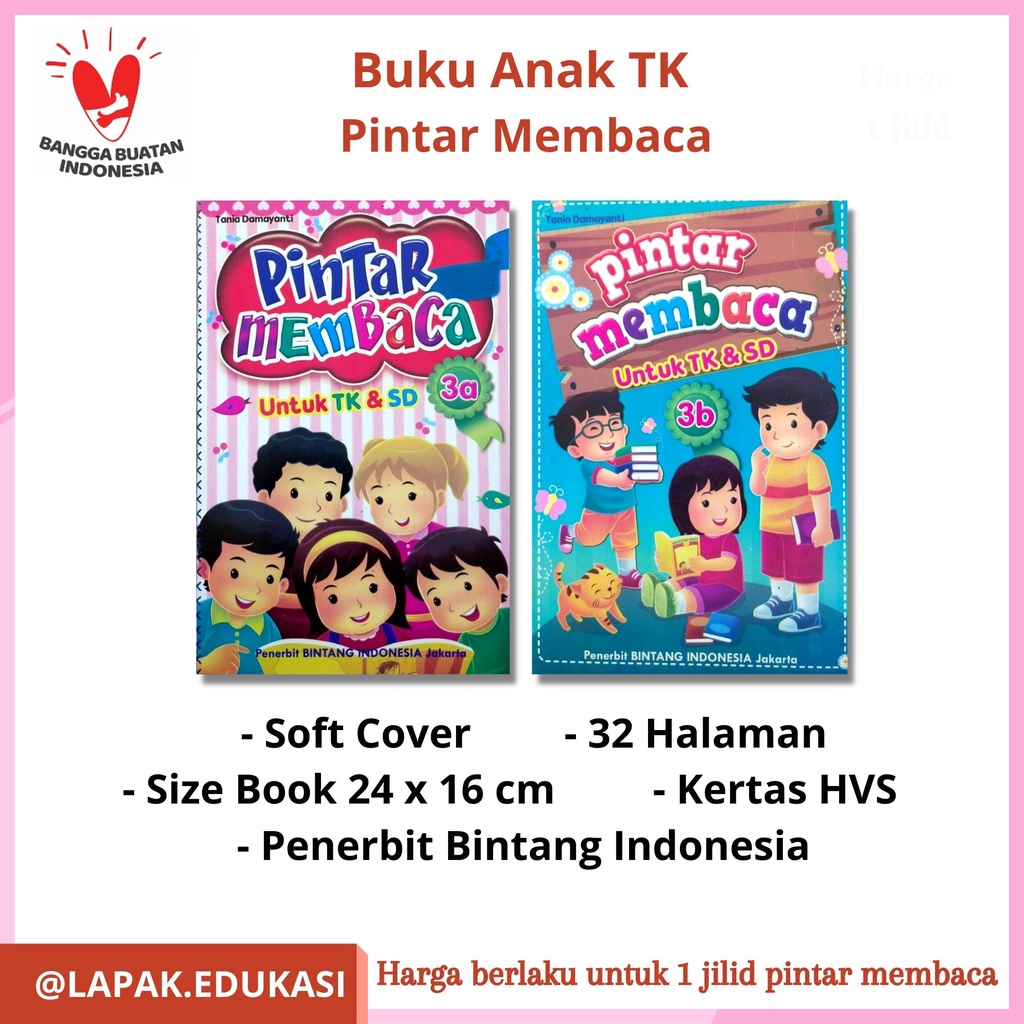 Buku Anak TK PAUD | Pintar Membaca | Jilid 3A - 3B