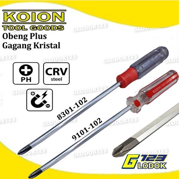 Obeng Plus Kembang Magnet Screwdriver Gagang Crystal Taiwan