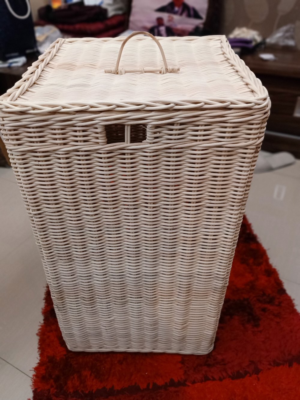 Keranjang Rotan Kotak Tutup Besar 40x40x65 Cm