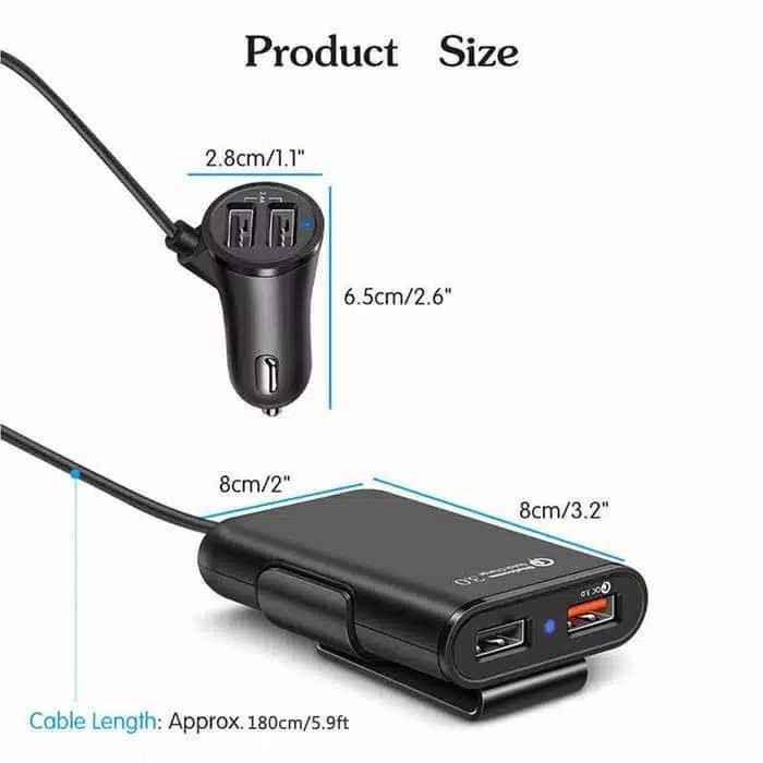 COD Car Charger Mobil USB Charger 4 Port QC 3.0