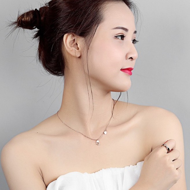 Kalung fashion aksesoris titanium korea hadiah wanita cewek 316L anti karat KK043 tulisan love