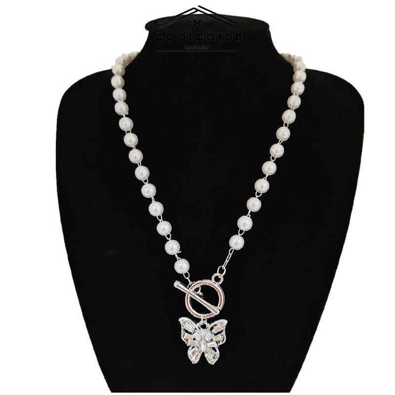 COD Kalung choker kupu-kupu mutiara yang cocok untuk semua temperamen peri- cl