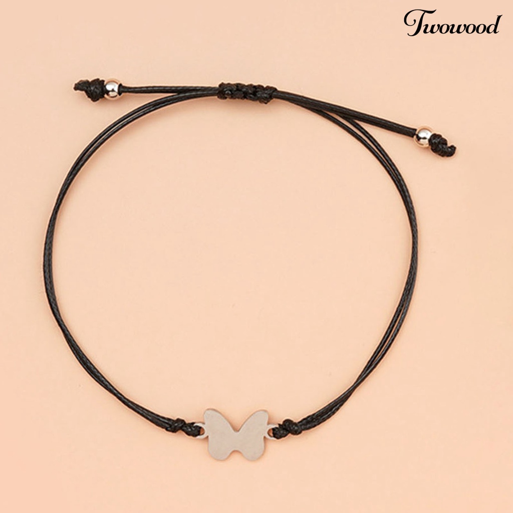 2pcs Gelang Bentuk Butterfly Bahan Alloy Anti Karat Untuk Wanita