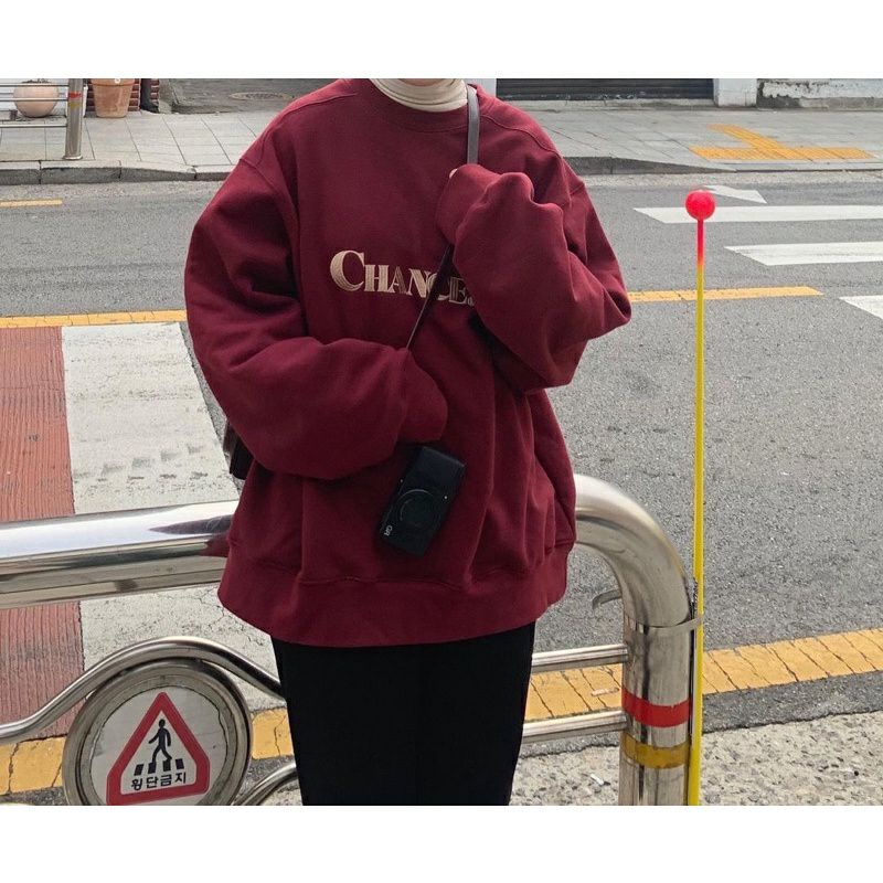 (S - 6XL) Sweater BIG SIZE CHANC Change (SABLON) Korean Harajuku Style BIGSIZE JUMBO OVERSIZE Sweatshirt Unisex S M L XL 2XL 3XL 4XL 5XL 6XL Boy Girl Fleece Premium Maroon Navy Beige