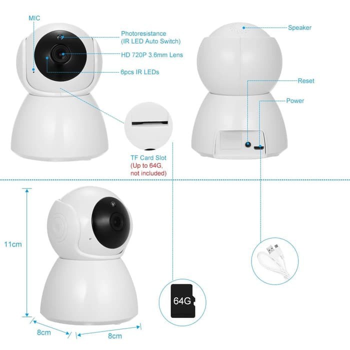 Wifi CCTV Ip Camera Snowman Q7s V380 Ip Wifi Camera Wireless 1080P