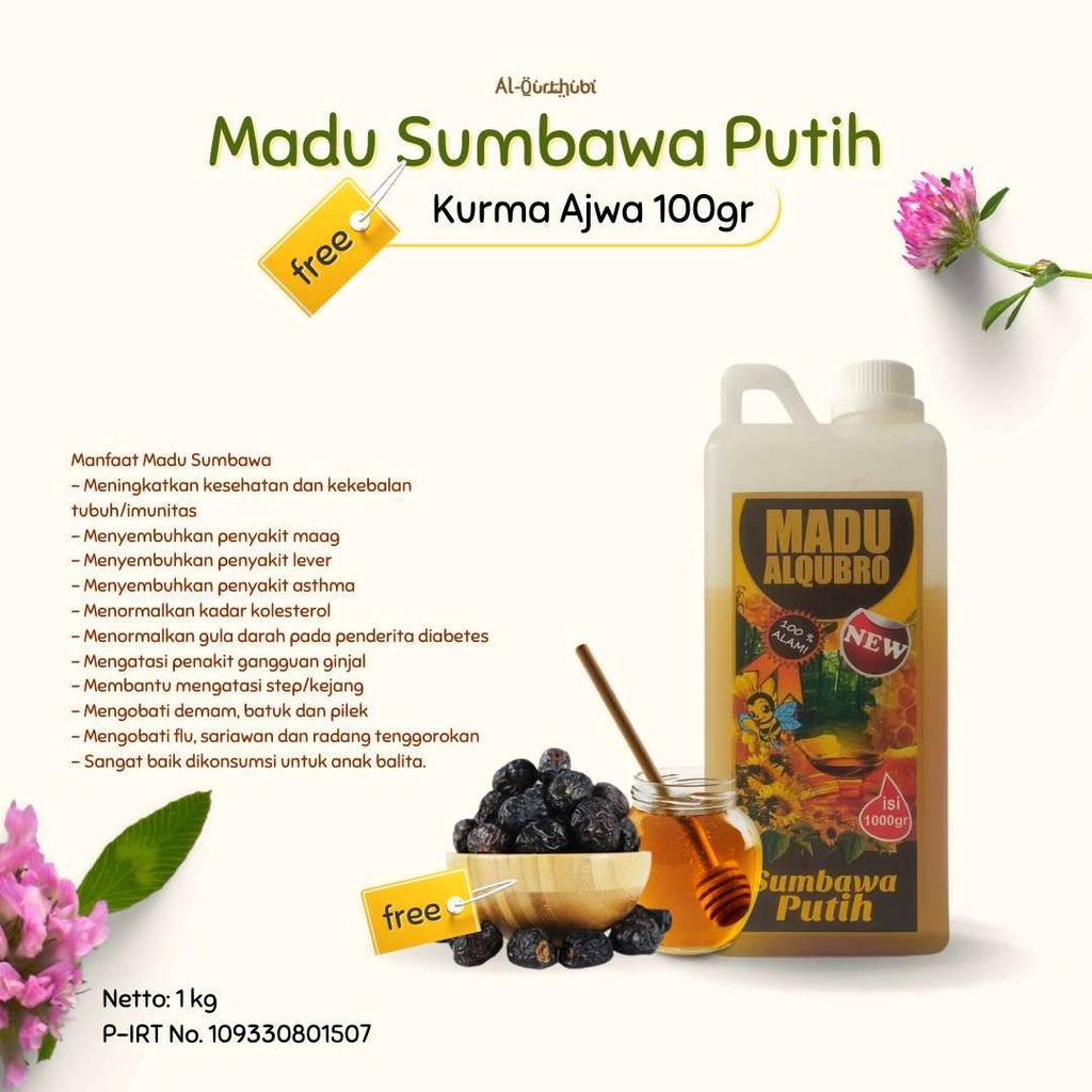 

Mirani - Madu Sumbawa Putih 1kg (Gratis Kurma Ajwa 100gr)
