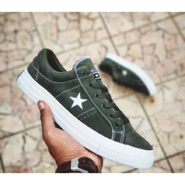 olive green converse one star