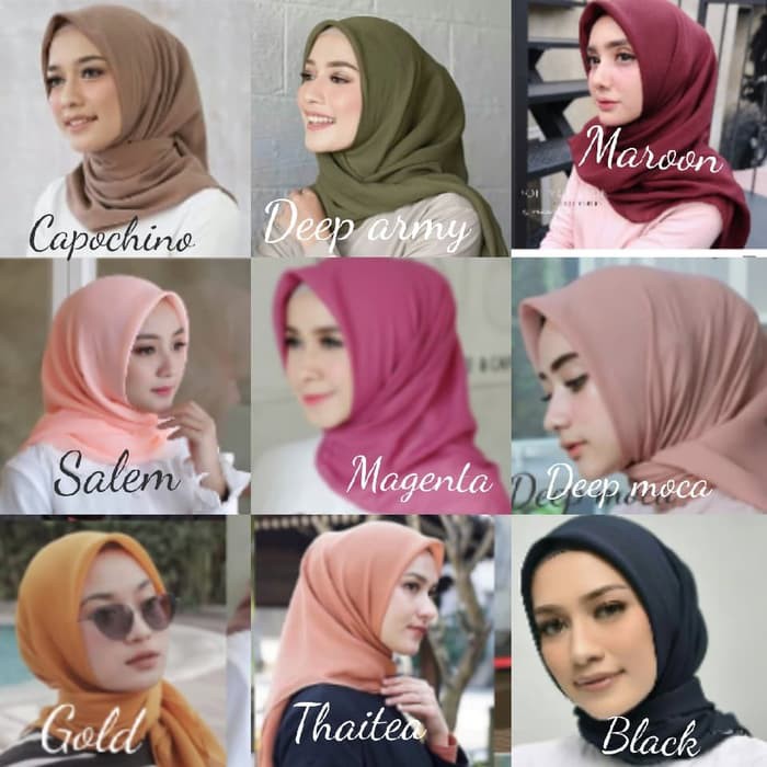  Jilbab  Segiempat Hijab Bella Square kerudung Pollycotton 