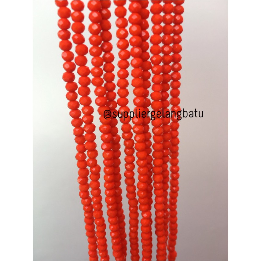 Crystal Ceko Doft 4mm Orange Oren Aksesoris Beads Manik Donat Rondel aksesoris beads craft beads