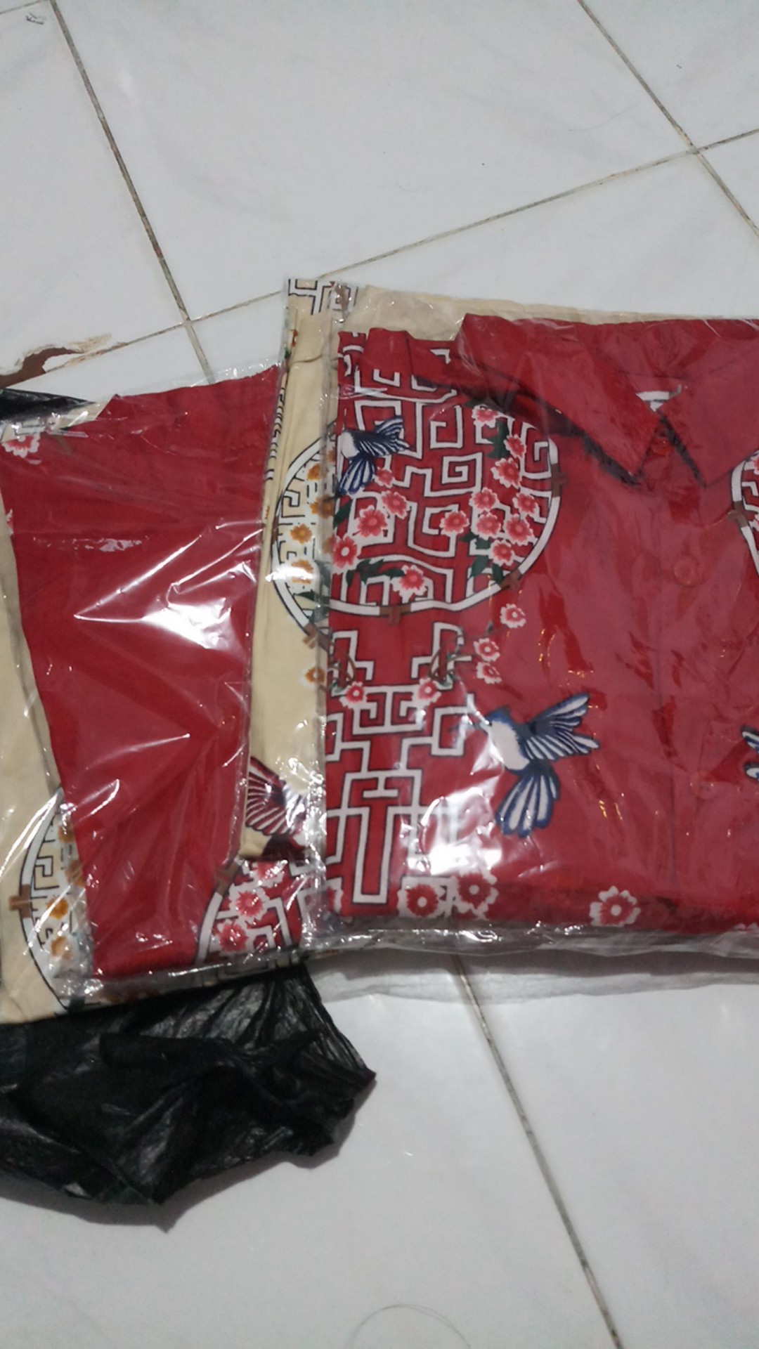 Kemeja Batik Dewasa Lengan Pendek Edisi Imlek, 021 Xr# Bahan Cotton Stretch Slim Fit