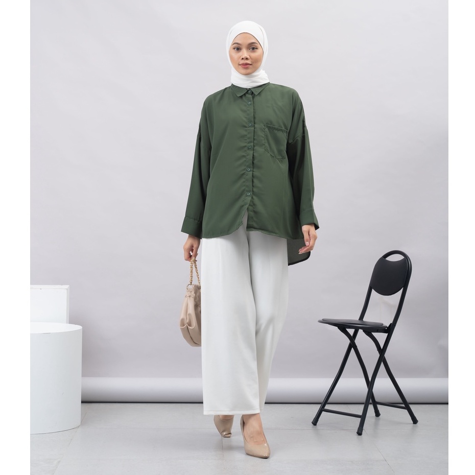 [100K GET 4] The Bloom House - Indraini Shirt Wolfis Atasan Wanita Kemeja Polos B105