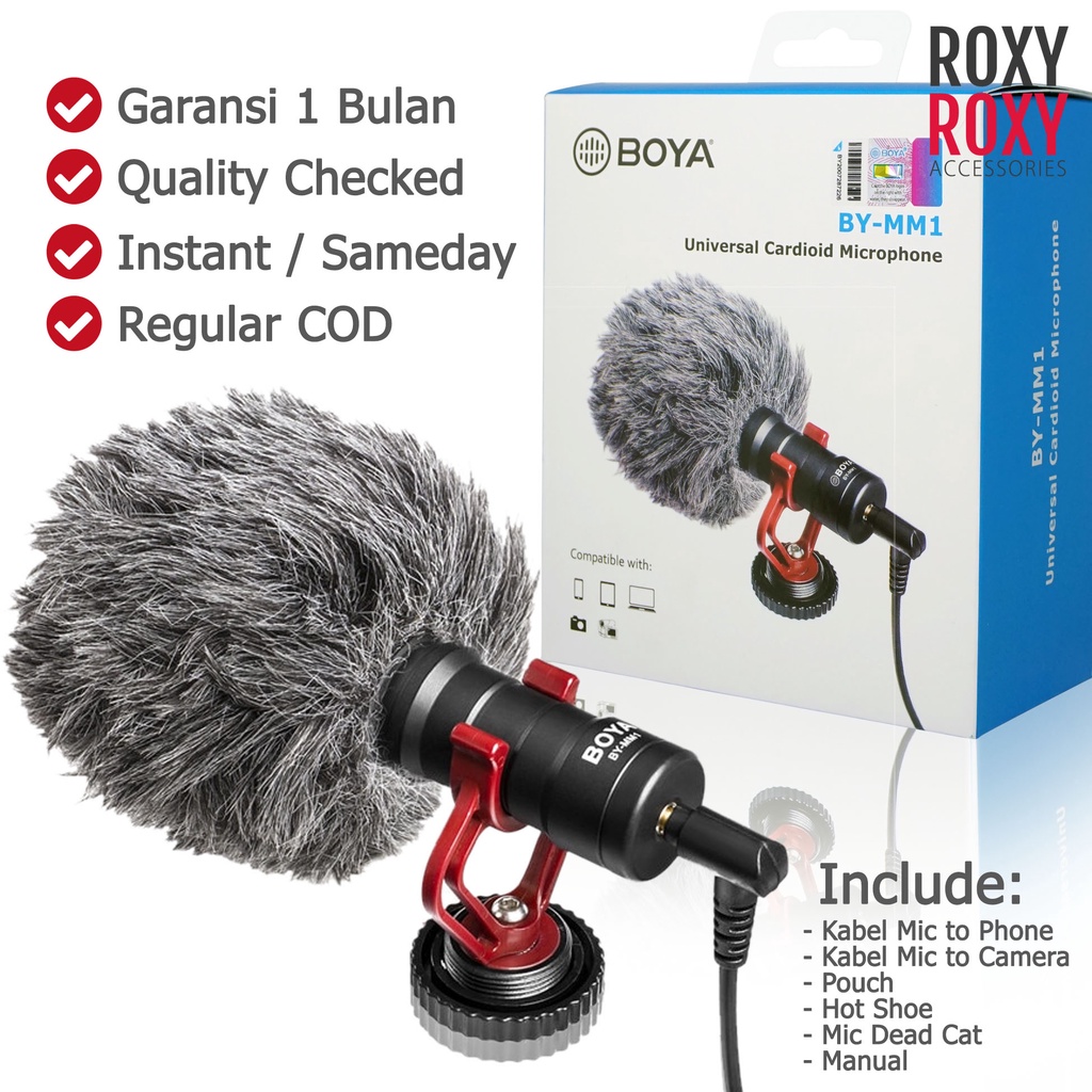 Microphone Boya Shotgun BY-MM1 Mic Boya Clip on Dual Head BY-M1DM