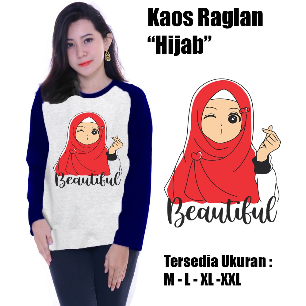 Myco | Kaos Raglan | Gambar Hijab | Kaos lengan panjang | Atasan Wanita | Ukuran M - L - XL - XXL