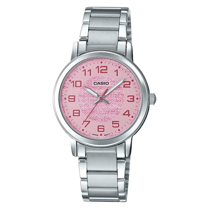 Casio LTP-E159D-4BDF Enticer Ladies Pink Dial Stainless Steel Strap