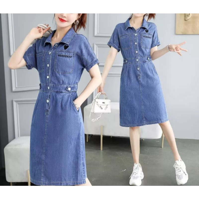 DRESS JEANS WANITA +BORDIR BELAKANG ADA KARET