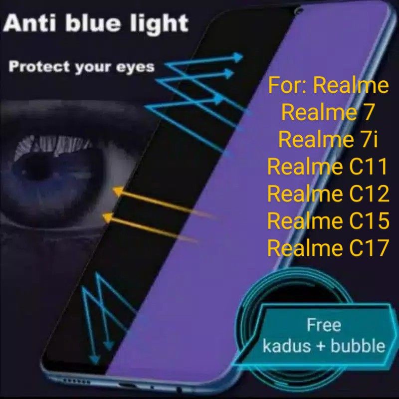 Realme 7 i C11 C12 C15 C17 Antigores Tempered Glass Anti Blue light Screen Guard protector TG