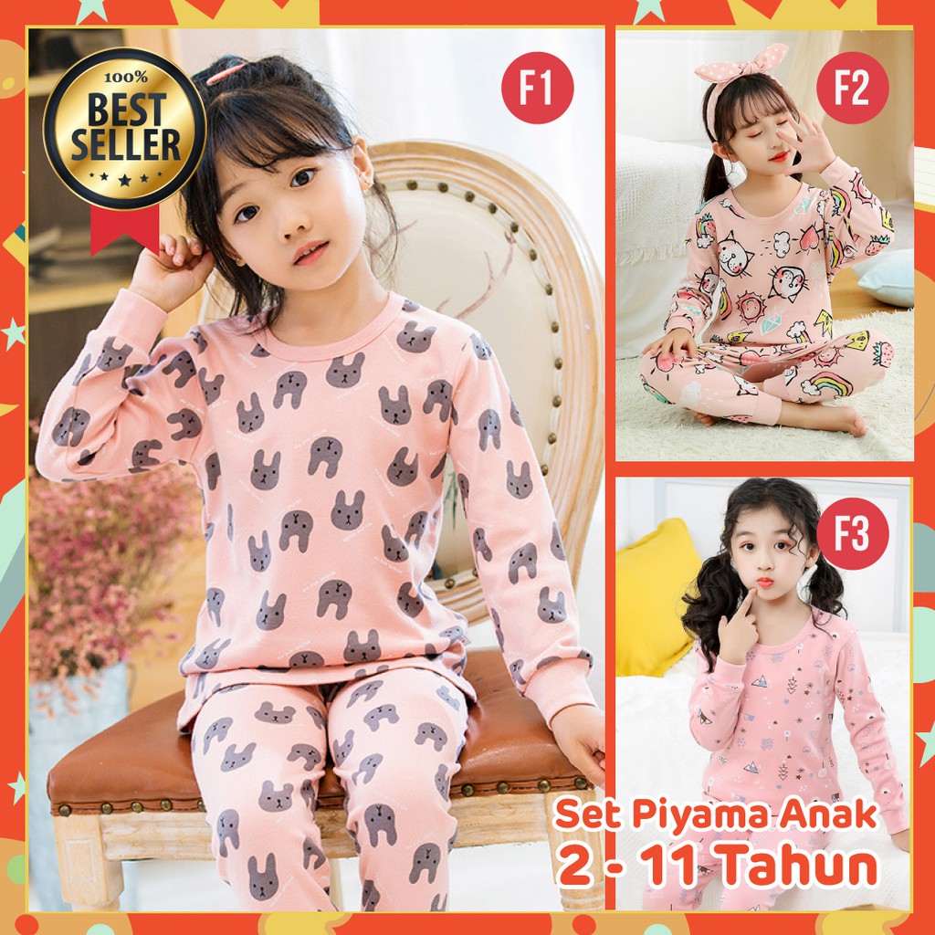 Piyama Anak Perempuan Lucu Imut Pink Setelan / Baju Tidur ...