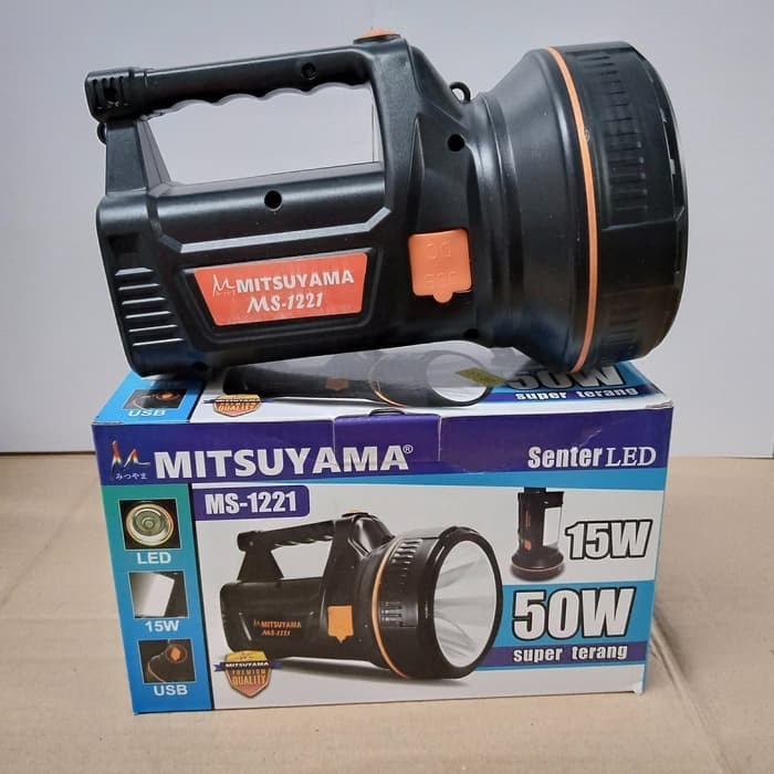 Senter Tangan Jumbo LED 50 Watt Mitsuyama MS-1221 3 Mode Cahaya Putih Original