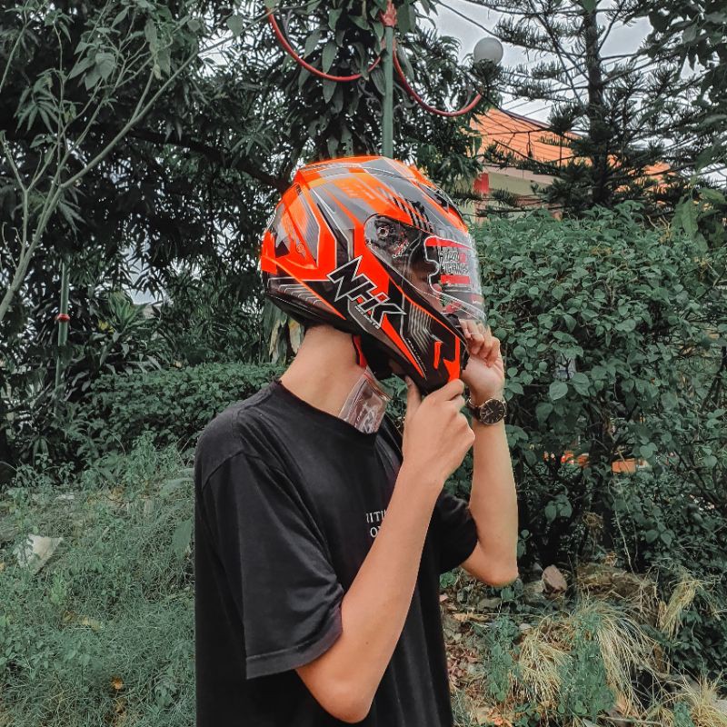 Helm Nhk Full face Motif Nhk Gp1000 Motif Plasma Original Helm Nhk Gp 1000 Plasma Oren