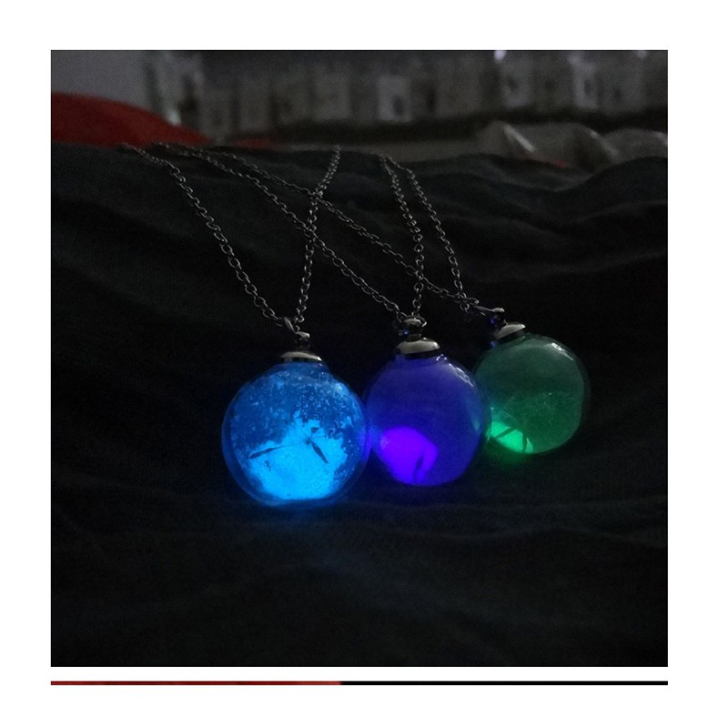 LRC Kalung Fashion Ball + 4 Dandelions +Luminous Dandelion Glass Ball Luminous Sand F8971X