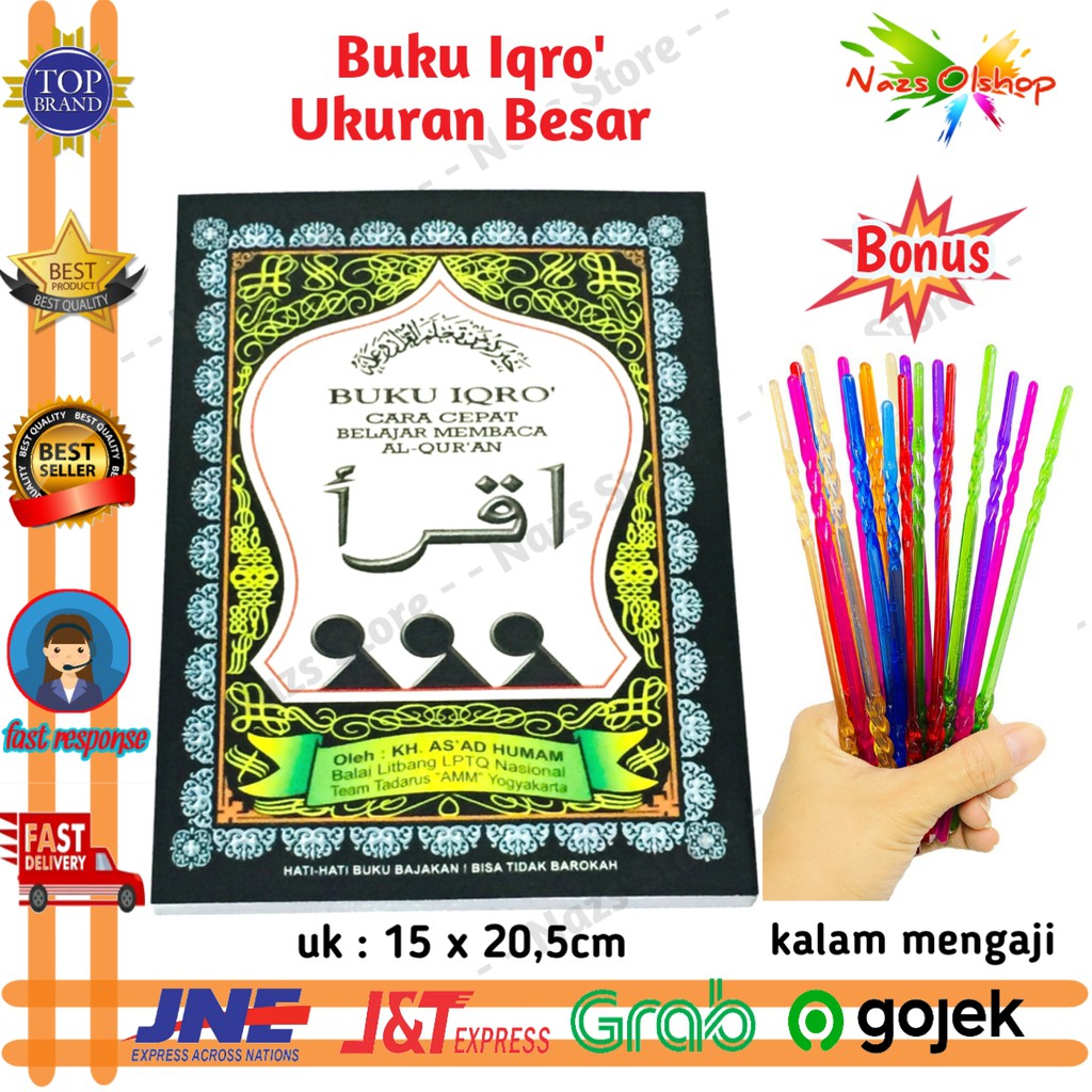 Jual Buku Iqra Iqro Cara Cepat Belajar Membaca Alquran Ukuran Besar Full 6 Jilid Bonus Kalam 0357