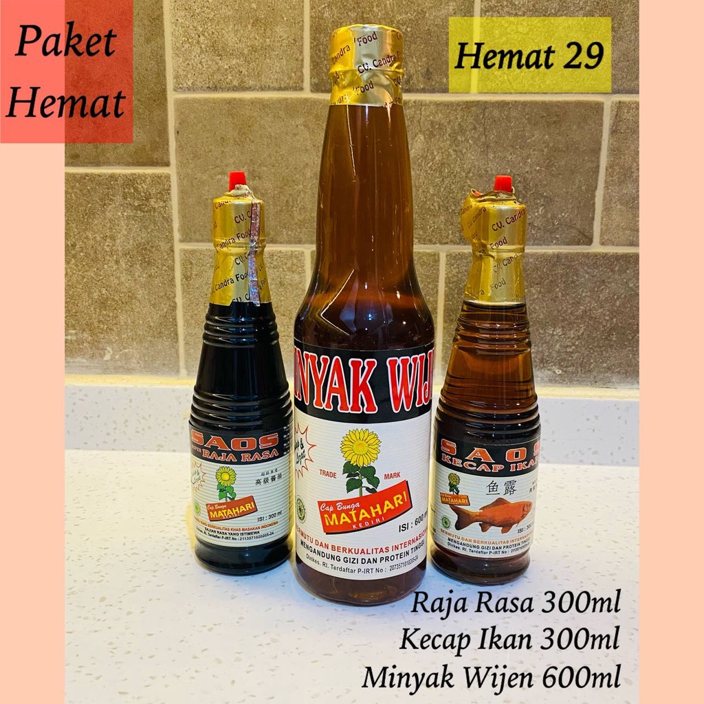 

PAKET HEMAT 29 | CAP BUNGA MATAHARI | HALAL (3 BOTOL)