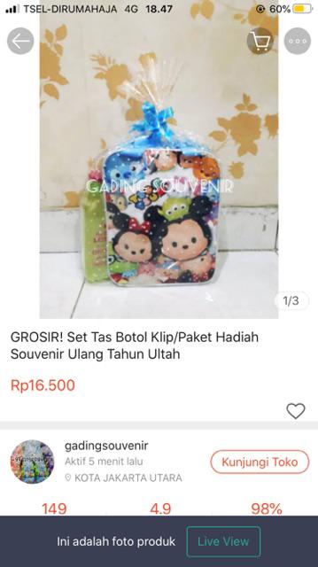 Grosir! Set Tas Kubus Tempat Makan Gelas 05/paket Hadiah Souvenir