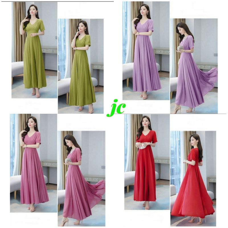 JCMC - Longdress Sandra / Longdress Elegant Wanita Terbaru / Dress Wanita Fashion Korean Style Kekinian