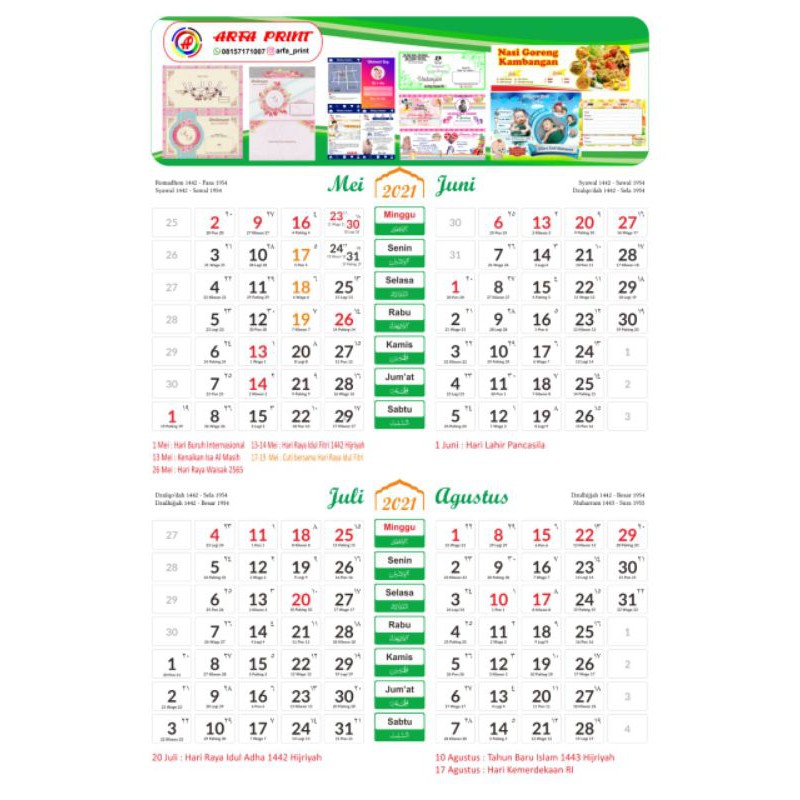 

Kalender 2021 isi 4 bulanan (3 lembar)