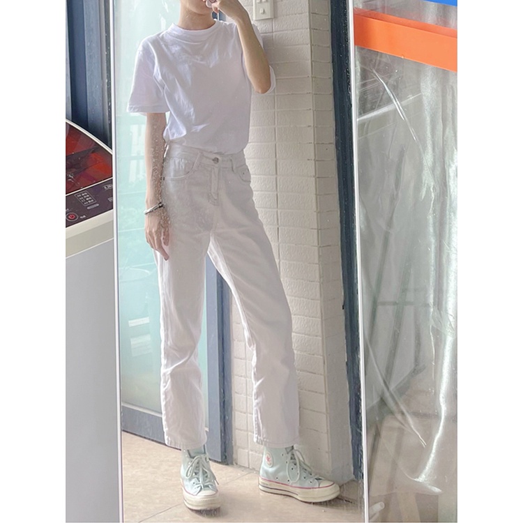Kaos Putih Lengan Pendek Wanita T-shirt Korean Style Atasan Oversize