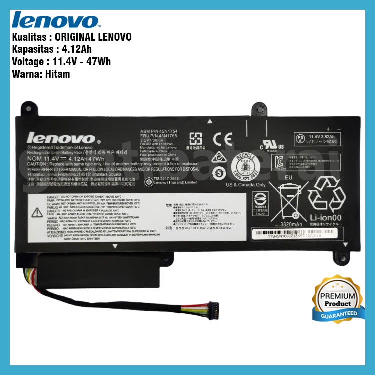 Baterai Laptop Lenovo Thinkpad E450 E450C E455 E460 E460C