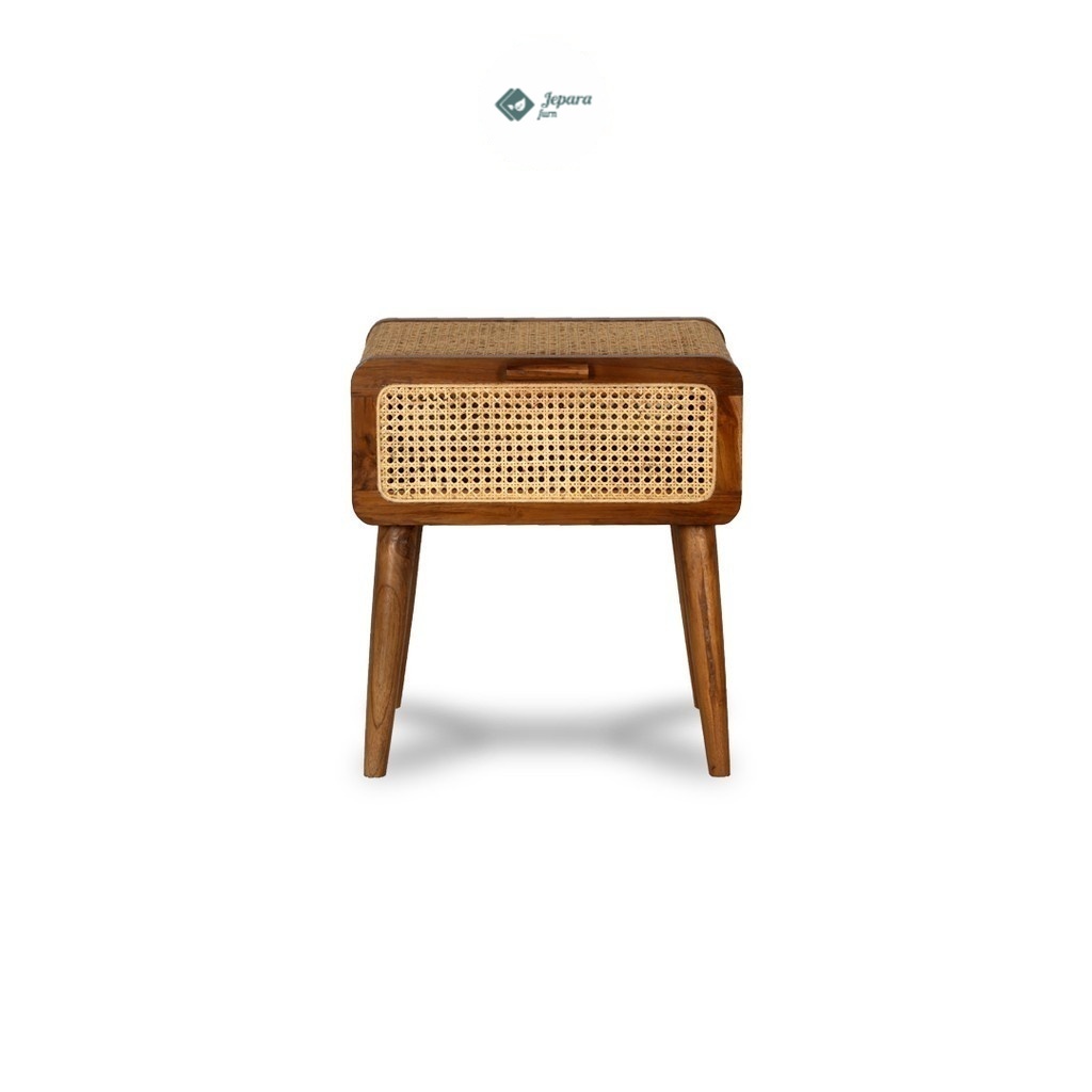 sitetable meja samping minimalis jati kombinasi rotan kayulin interior - Lc2