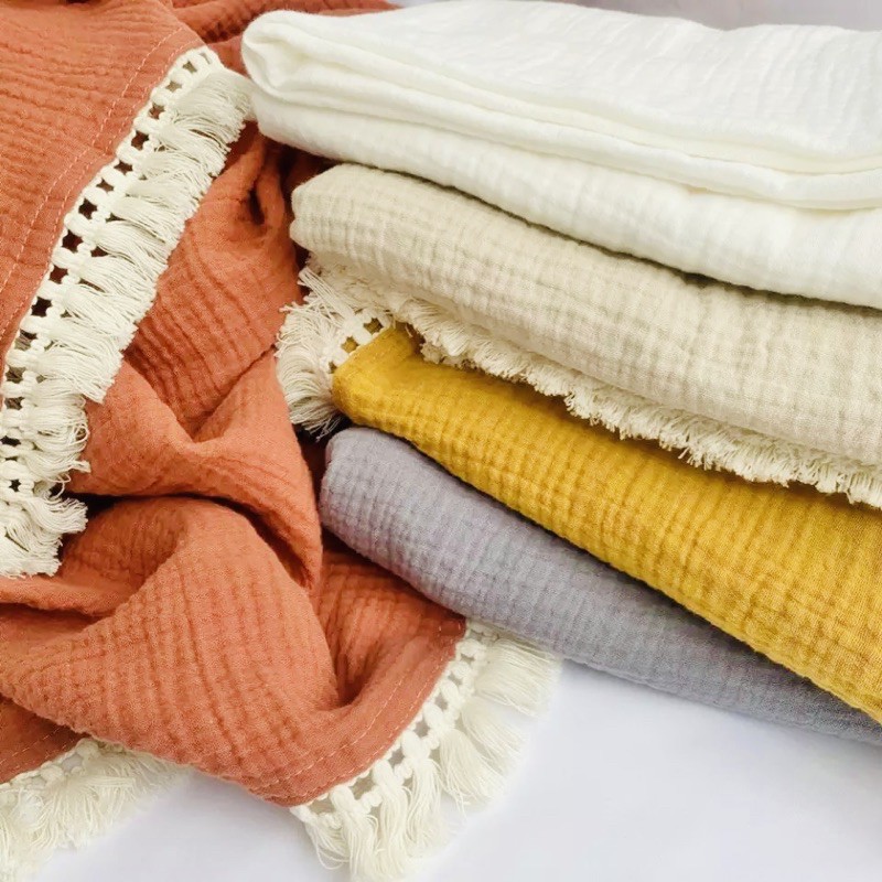 Fringe muslin blanket in eight color