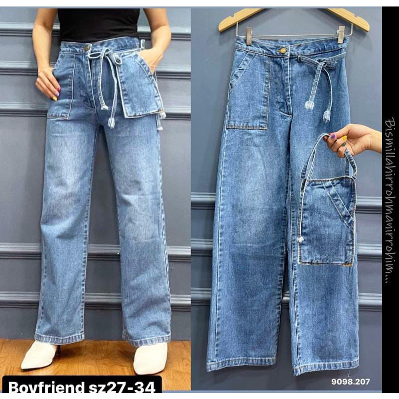 Celana Pankang Jeans Wanita Boysfriend 27-30 31-34 Bisa Bayar Ditempat(COD)