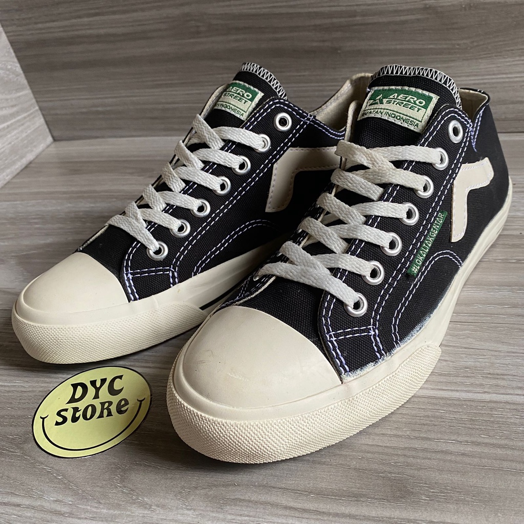 Sepatu Aerostreet Jhosse High &amp; Low Hitam Putih - Sepatu Sneakers Casual Sekolah Pria Wanita Aero Street