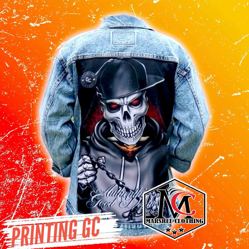 RCL - JAKET JEANS GAMBAR DENIM PRINTING PRIA GC GAMBAR BELAKANG - JAKET JEANS GAMBAR MURAH