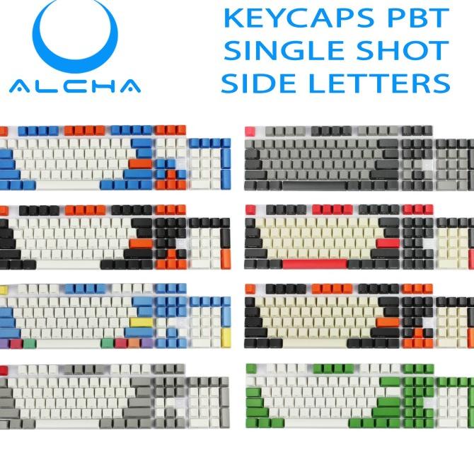 ALCHA KEYCAPS PBT SINGLE SHOT SIDE LETTERS PRINT CARBON CHALK RAINDROP